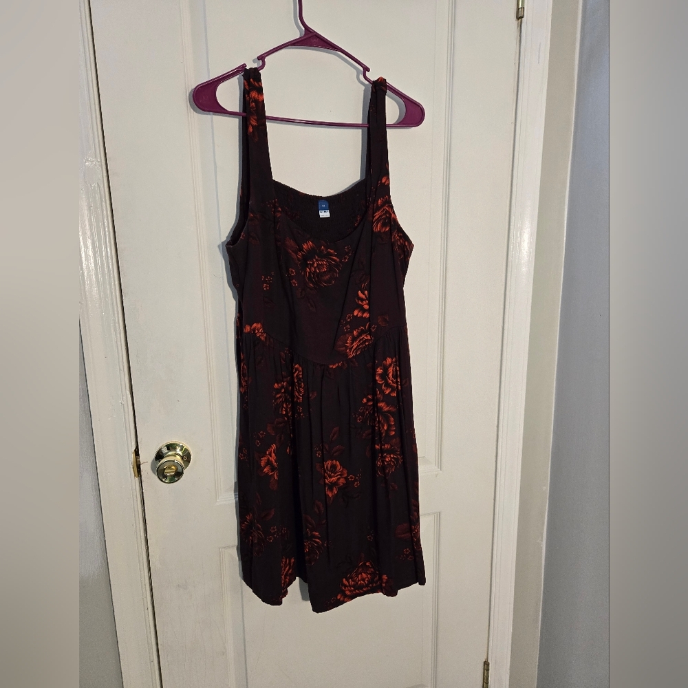 Old Navy Black and Red Floral Mini Dress